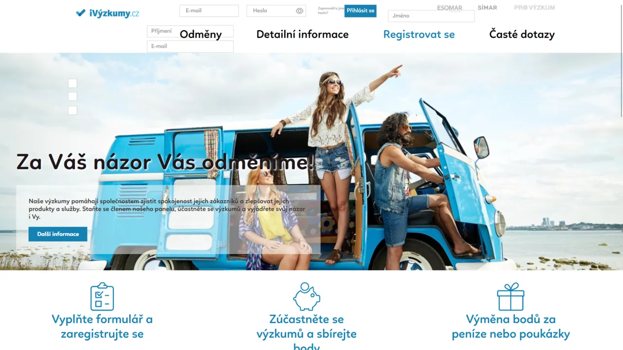 Screenshot portálu iVýzkumy.cz