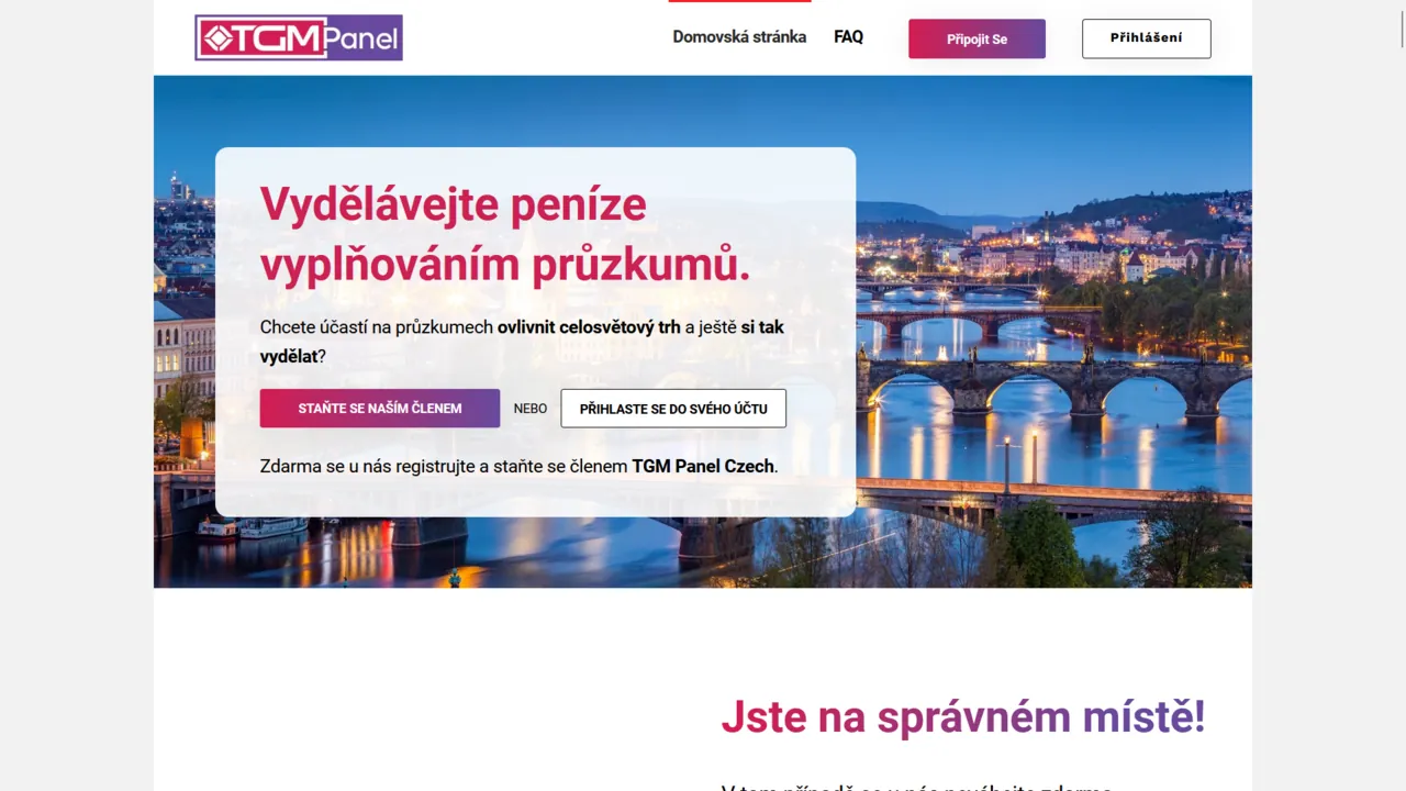 Screenshot portálu TGM panel