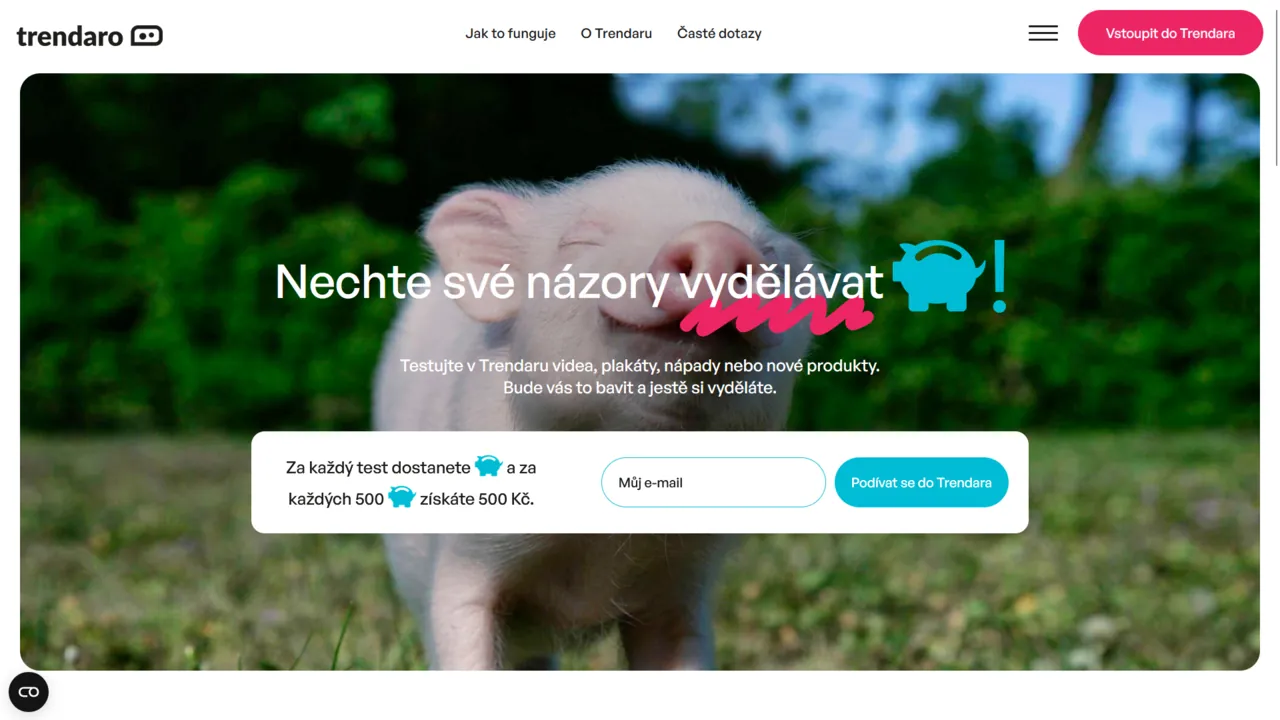 Screenshot portálu Trendaro